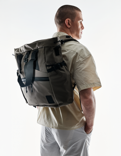 Conceal Tote backpack in brown tactical fabric with multiple straps by The Brown Buffalo on Tampa Home & Garden Store