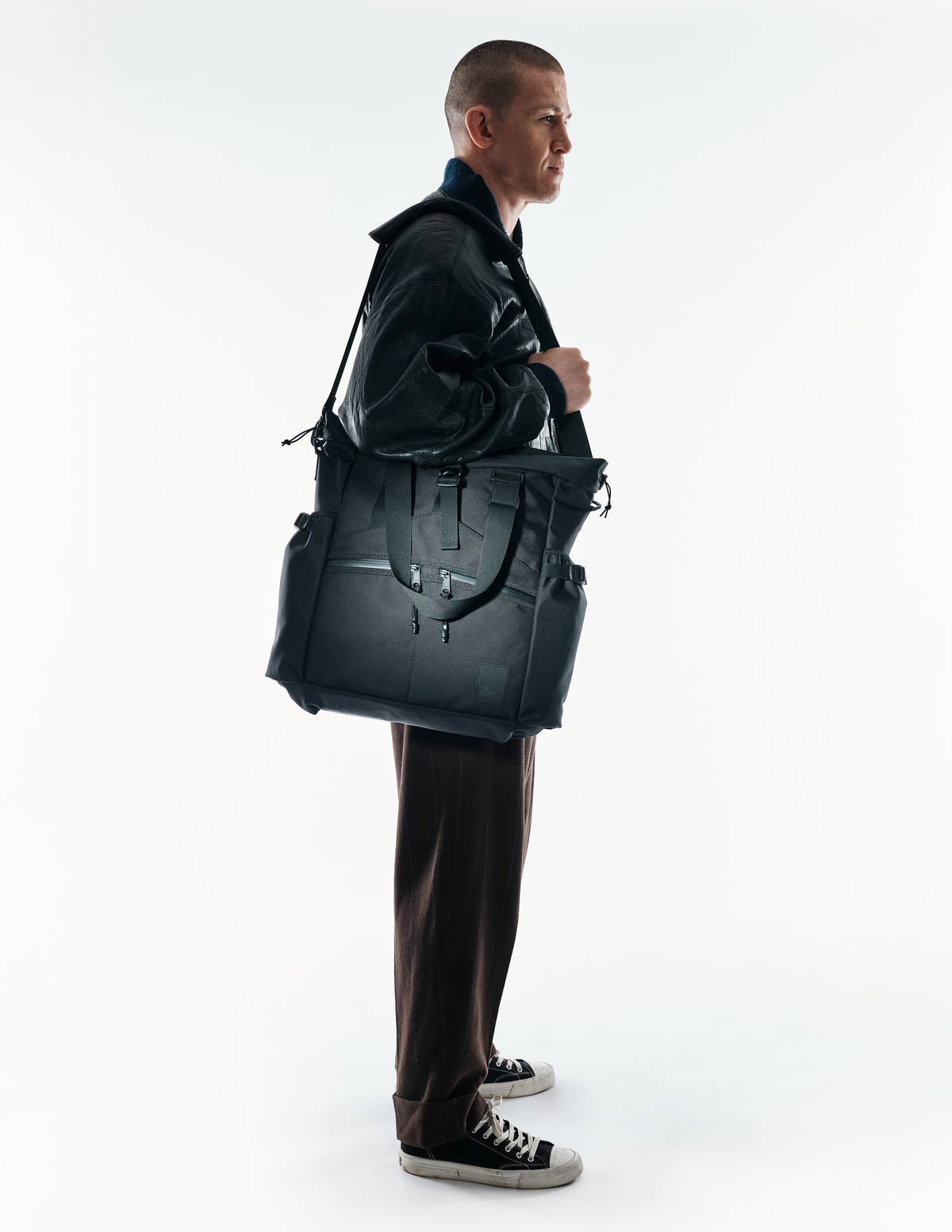 Conceal Tote black rugged tote with straps by The Brown Buffalo on Tampa Home & Garden Store