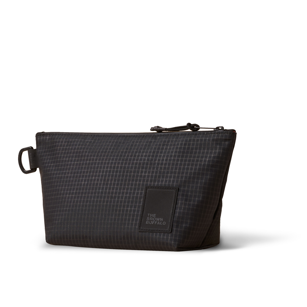 Dopp Kit toiletry bag by The Brown Buffalo in dark gray grid fabric with zip closure on Tampa Home & Garden Store