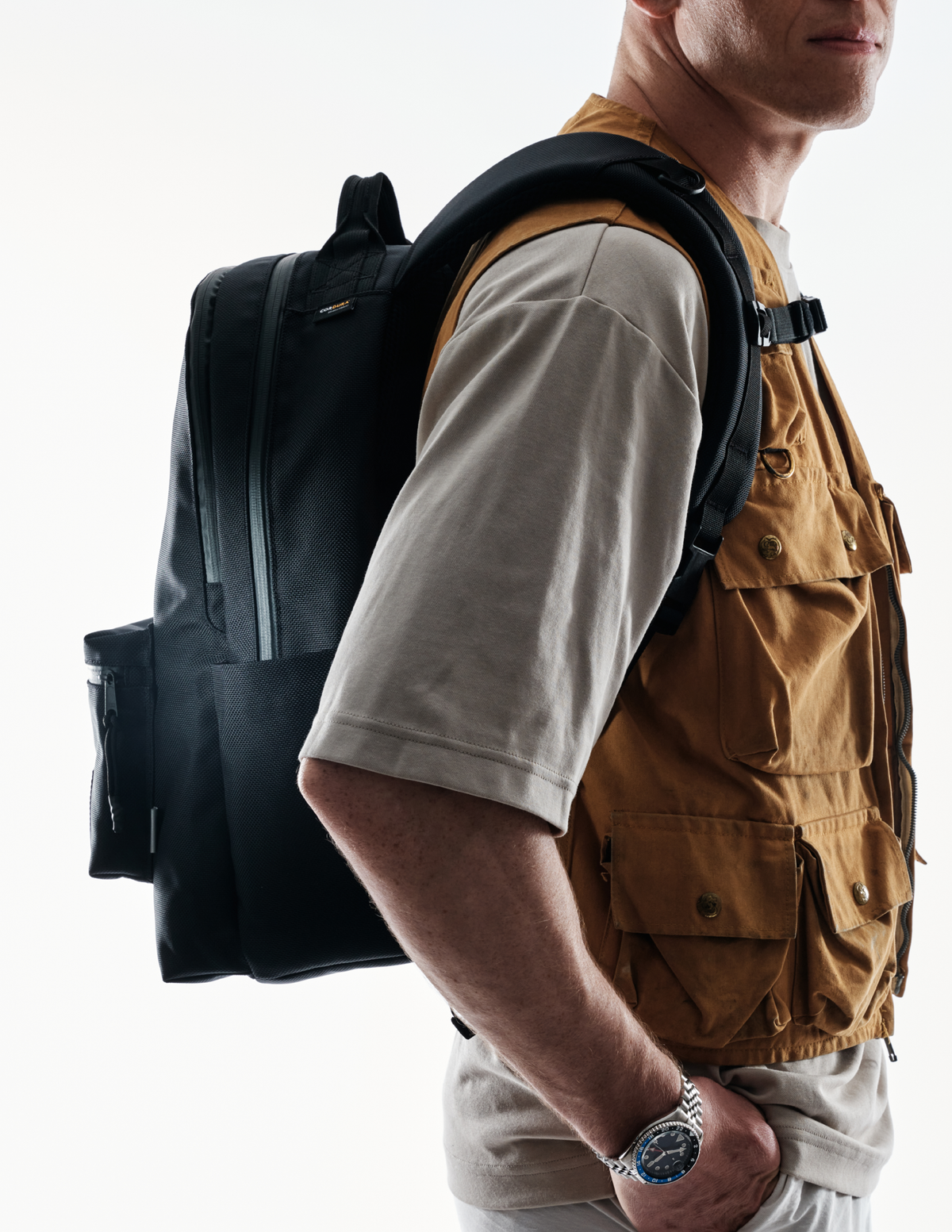Standard Issue backpack by The Brown Buffalo in black Cordura with padded shoulder straps on Tampa Home & Garden Store