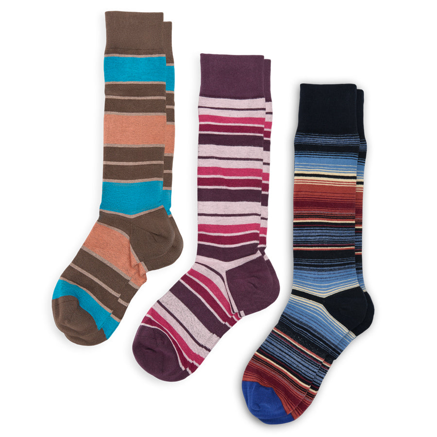 The Gentleman's Dress Sock Bundle three DeadSoxy socks brown teal mauve blue stripes on Tampa Home & Garden Store
