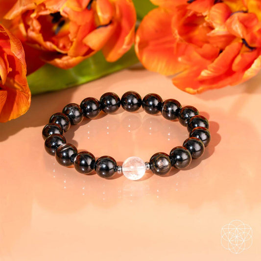 Hypersthene Millionaire Manifestation Bracelet black beads with clear bead Conscious Items on Tampa Home & Garden Store