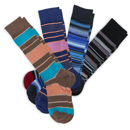 Boardroom dress socks bundle 5 pairs of striped DeadSoxy socks in brown teal blue and black on Tampa Home & Garden Store