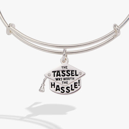 Bracelet The Tassel Was Worth The Hassle charm bangle in silver by ALEX AND ANI with engraved tag on Tampa Home & Garden Store