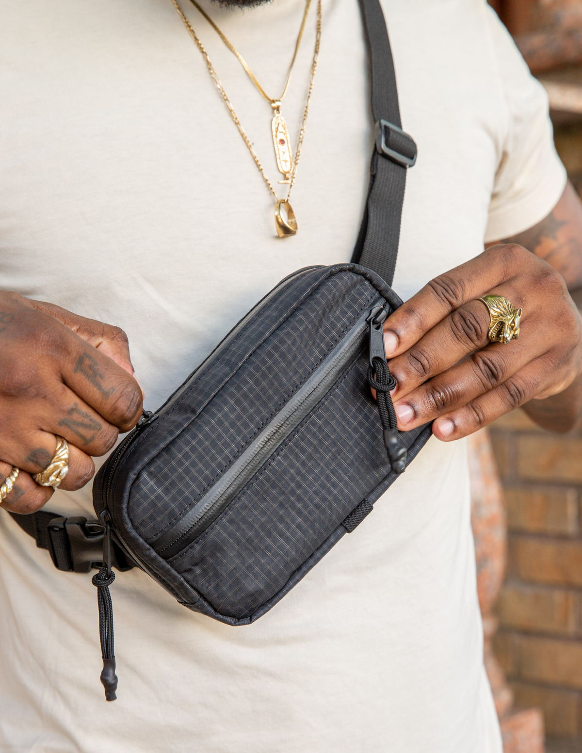 Conceal Waistpack black textured nylon fanny pack by The Brown Buffalo with adjustable strap on Tampa Home & Garden Store