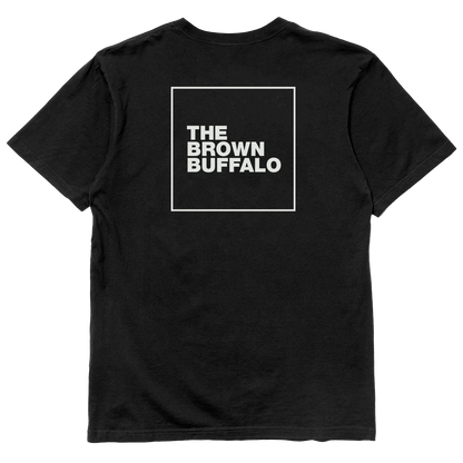 TBB Logo T-Shirt black short-sleeve tee with white square logo by The Brown Buffalo on Tampa Home & Garden Store