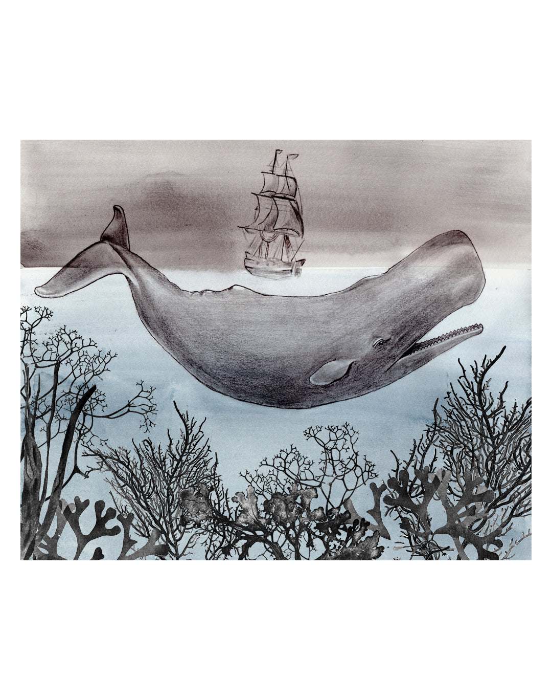 Lámina Artística del Mar – Arte Mural Costero de Archivo