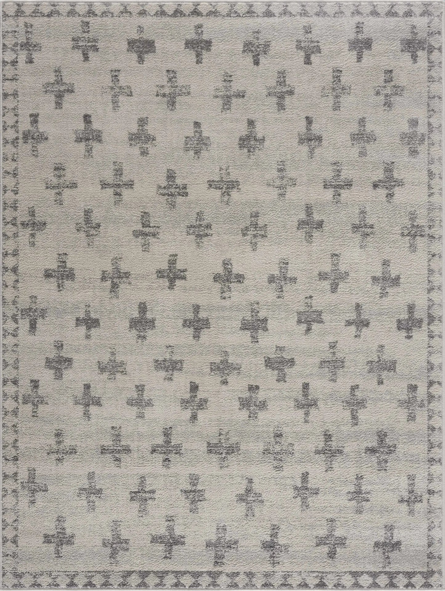 Tigris Swiss Cross Ivory and Gray Area Rug