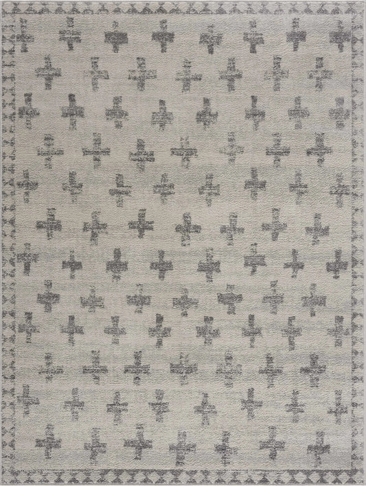 Area rug Tigris Swiss Cross Ivory & Gray by Boutique Rugs, clearance on Tampa Home & Garden Store