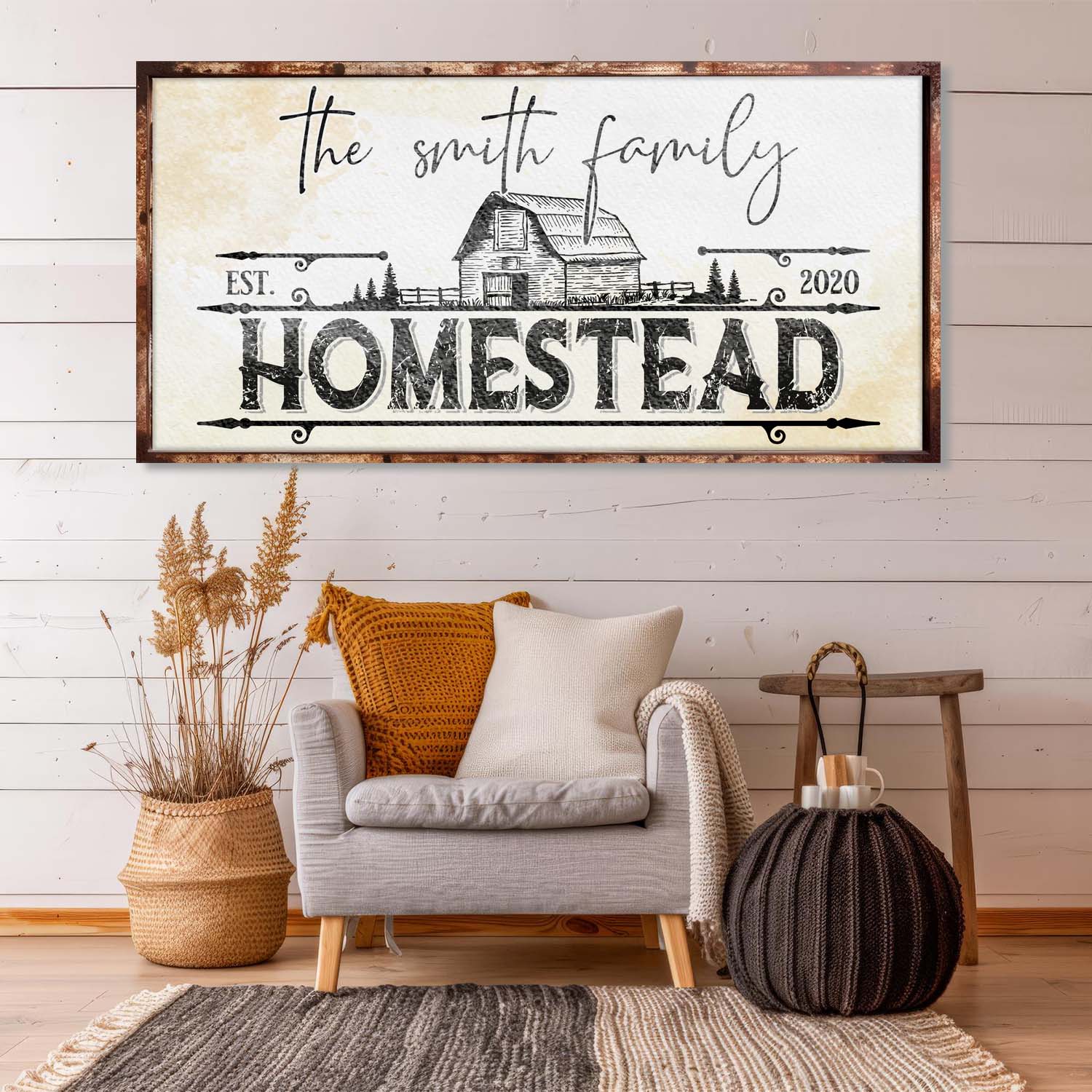Canvas wall art Family Vintage Rust Homestead Sign by Tailored Canvases rustic print on Tampa Home & Garden Store