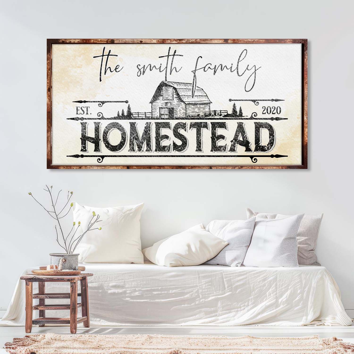 Family vintage rust homestead sign canvas wall art by Tailored Canvases on Tampa Home & Garden Store
