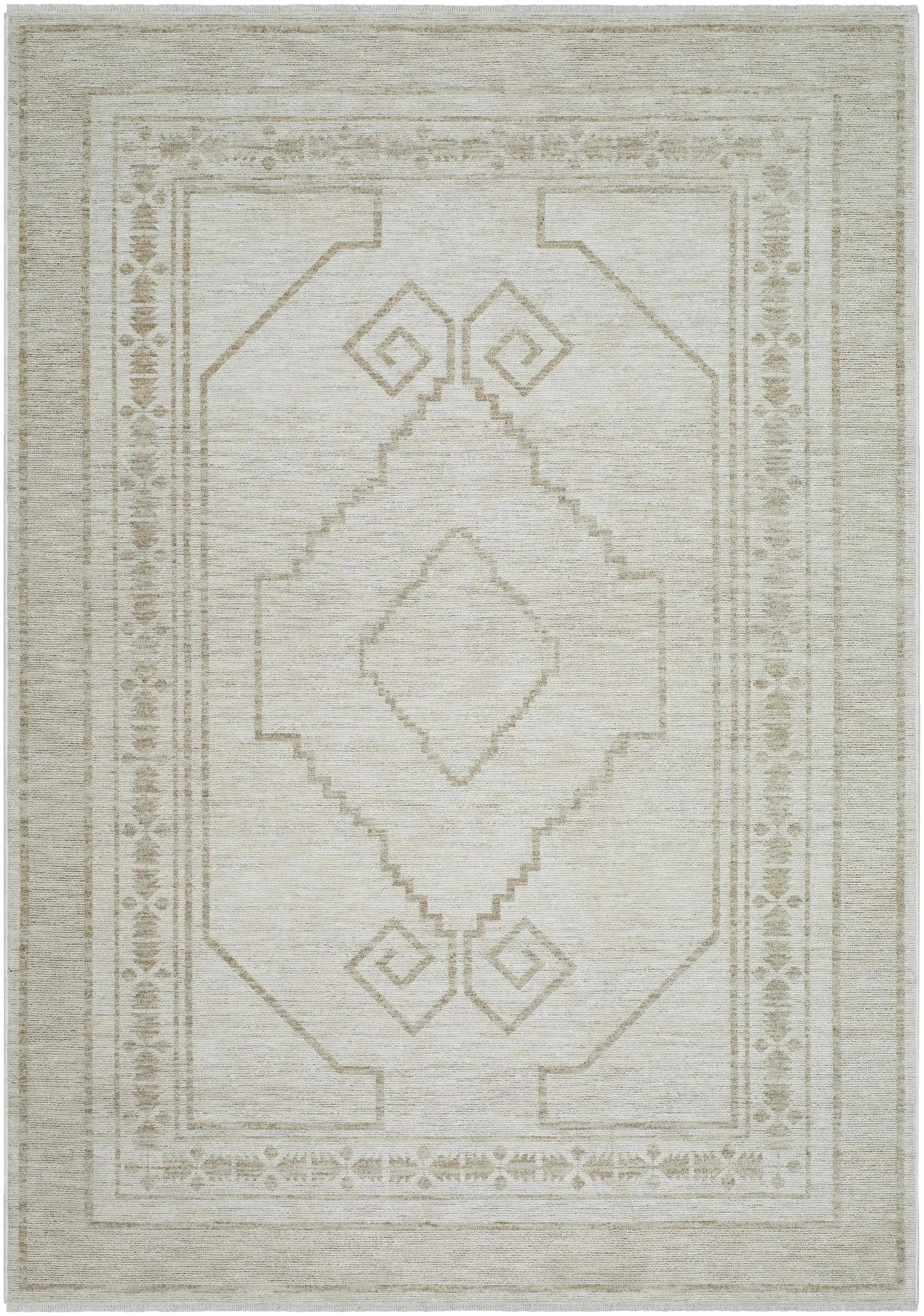 Taban Luxe Rug - Clearance by Boutique Rugs in beige with geometric diamond motif and border on Tampa Home & Garden Store