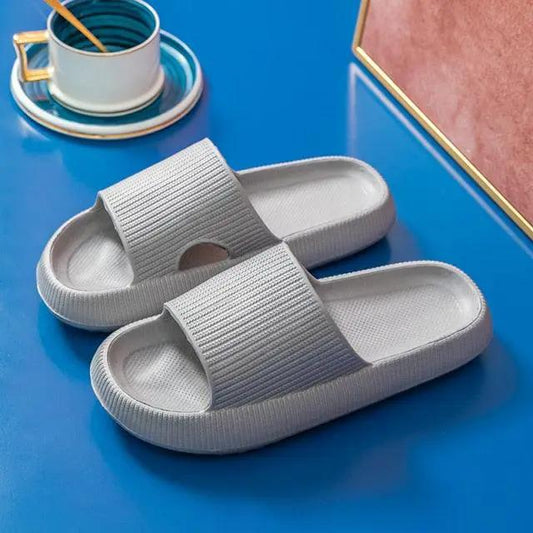 Stevvex gray EVA platform slides with ribbed strap and cloud cushion sole on Tampa Home & Garden Store