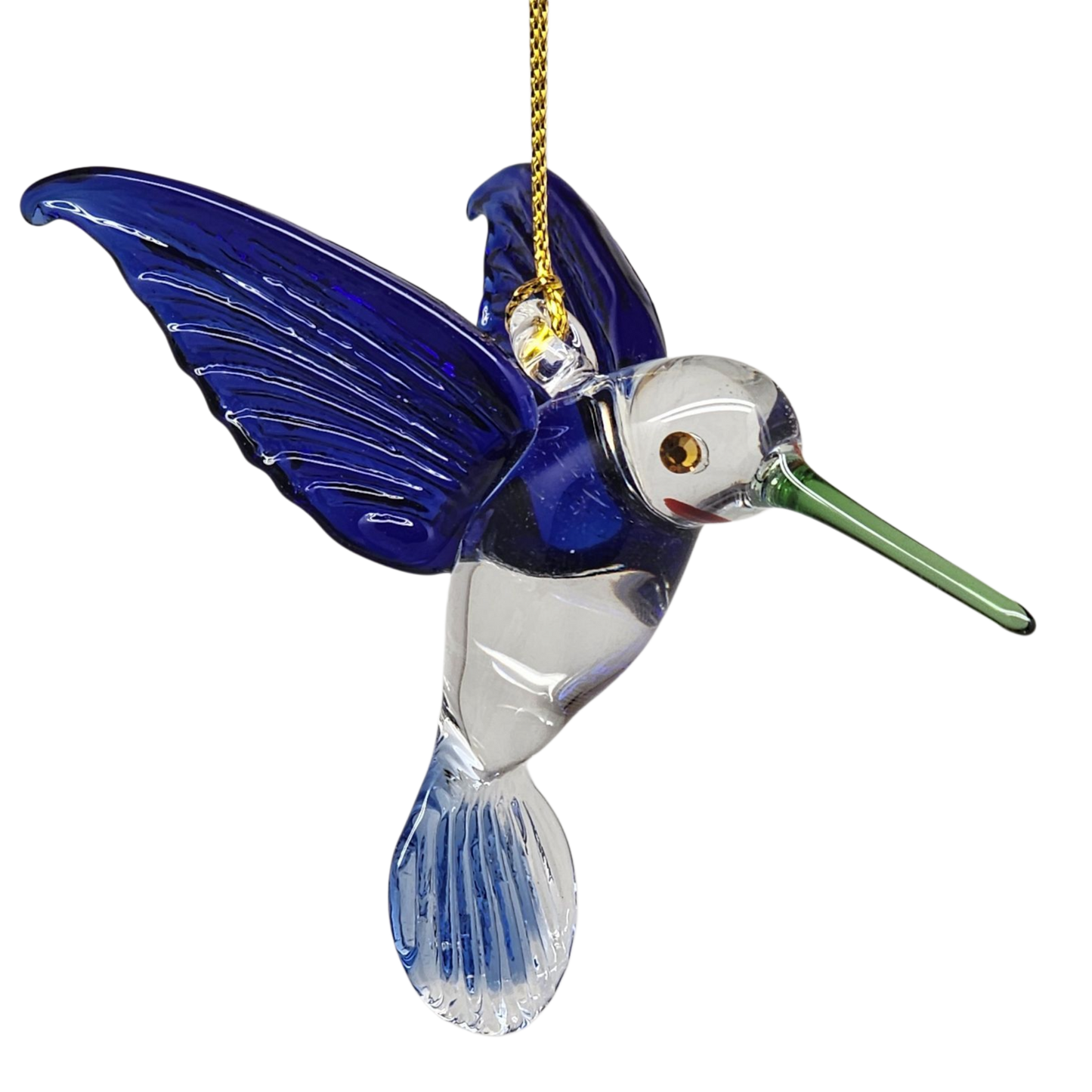 Colibri ornemental en verre égyptien - Bleu à bec vert