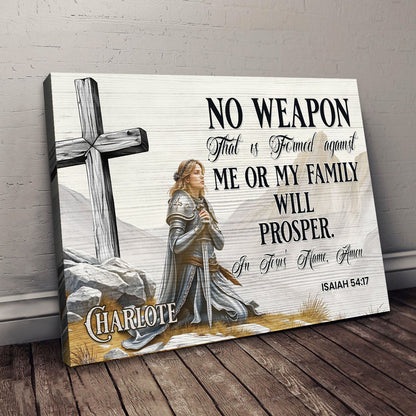 Canvas no weapon that is formed against you will prosper Isaiah 54:17 faith sign IV on Tampa Home & Garden Store