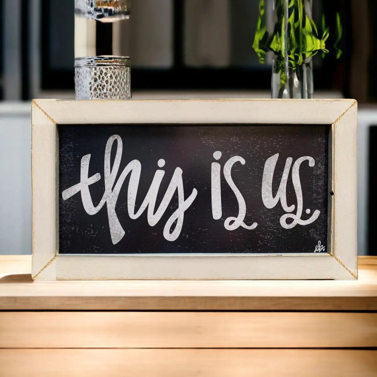 This Is Us Medium Sign Farmhouse Chic White Frame