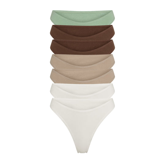 Net Positive hemp thong 7-pack in assorted earthy tones (sage green, brown, beige, white) on Tampa Home & Garden Store