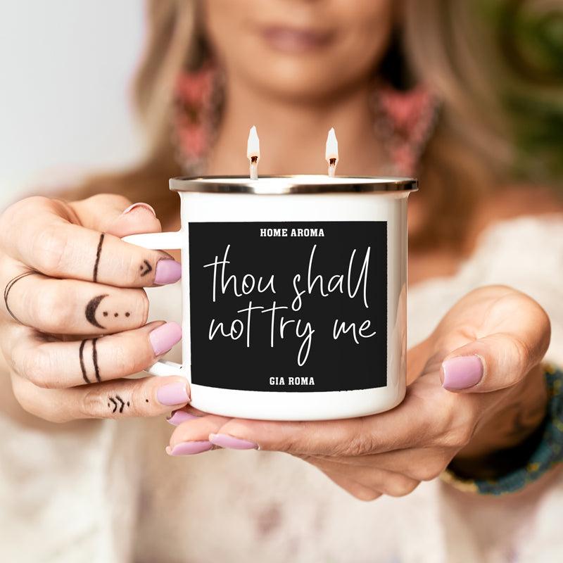 16oz Candle Mug white ceramic with black label by Gia Roma, home fragrance candle on Tampa Home & Garden Store