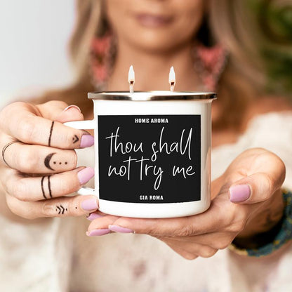 16oz Candle Mug white ceramic with black label by Gia Roma, home fragrance candle on Tampa Home & Garden Store