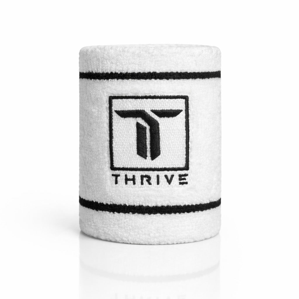 Thrive Classic Wristband white with black stripes and Thrive Pickleball logo on Tampa Home & Garden Store
