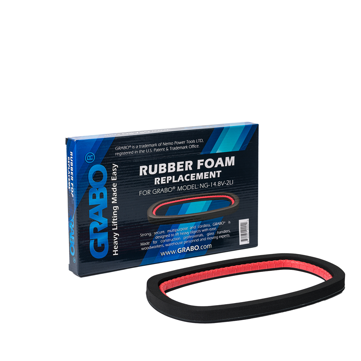 GRABO foam rubber seal A1 replacement; red gasket beside blue GRABO box on Tampa Home & Garden Store