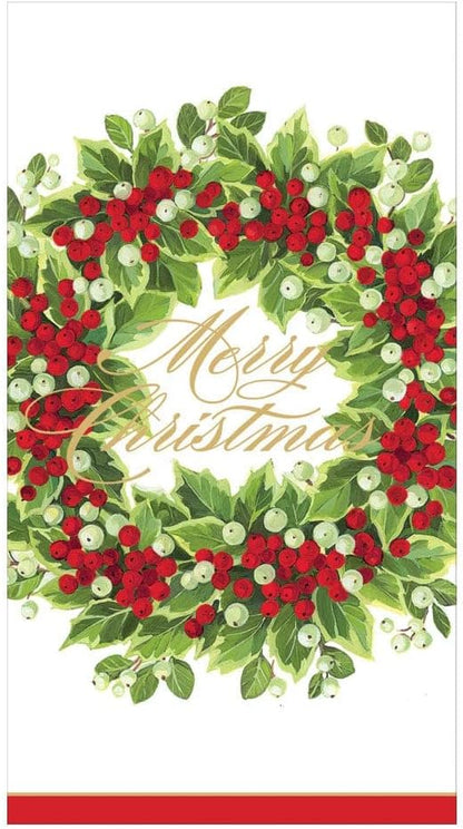 Serviette de table/serviette de buffet « Couronne de houx et de baies » - Joyeux Noël