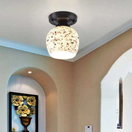 Tiffany Style Handcrafted Glass Ceiling Mounted Light - Shaded Semi Flush Mount, 1-Light - Tampa Home & Garden Store