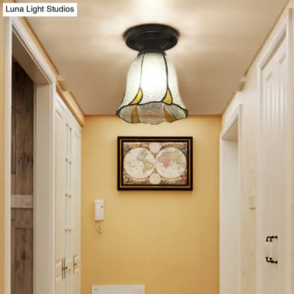 Tiffany Style Handcrafted Glass Ceiling Mounted Light - Shaded Semi Flush Mount, 1-Light