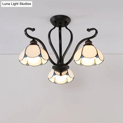 Tiffany turquoise flower semi-flush mount ceiling light with black metal arms by Decorbites on Tampa Home & Garden Store