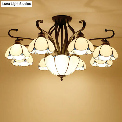 Tiffany turquoise flower semi-flush mount ceiling light Decorbites with glass petal shades on Tampa Home & Garden Store