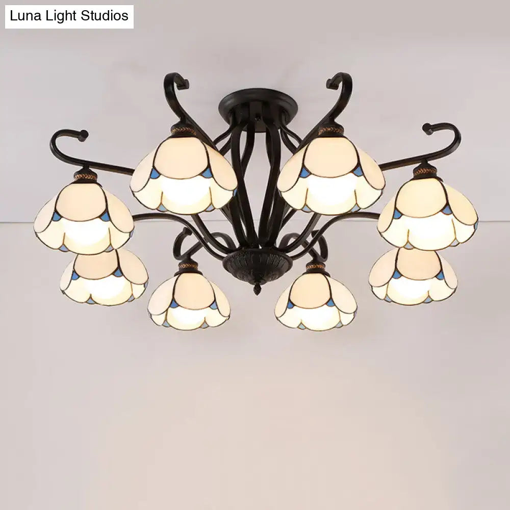 Decorbites Tiffany turquoise flower ceiling light; dark bronze frame, beige shades on Tampa Home & Garden Store