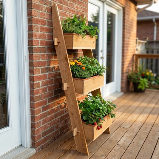 3-Tier Vertical Cedar Standing Planter Box by Timberlane Gardens with natural cedar finish on Tampa Home & Garden Store
