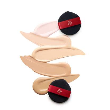 TIRTIR Mask Fit Ruby Mesh Cushion with red logo strap and nude swatches on Tampa Home & Garden Store