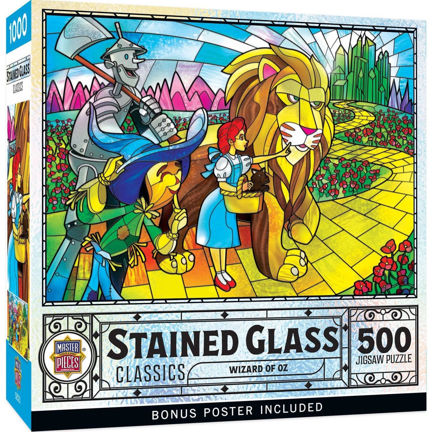 Stained Glass Wizard Oz 500-Piece Puzzle by Country Christmas Loft; Dorothy and Lion glass style on Tampa Home & Garden Store