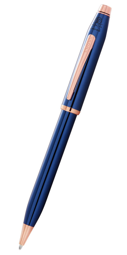 Cross Century II translucent cobalt blue lacquer ballpoint pen with rose-gold clip on Tampa Home & Garden Store