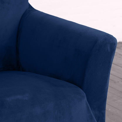 Velvet Stretch Slipcover Gale Collection navy blue velvet sofa slipcover by Great Bay Home on Tampa Home & Garden Store