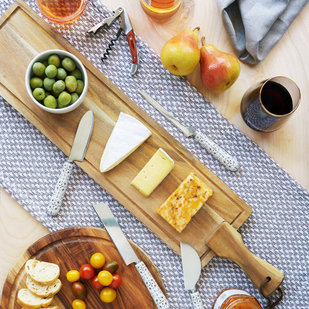 Rustic Acacia Wood And Leather Tapas Board