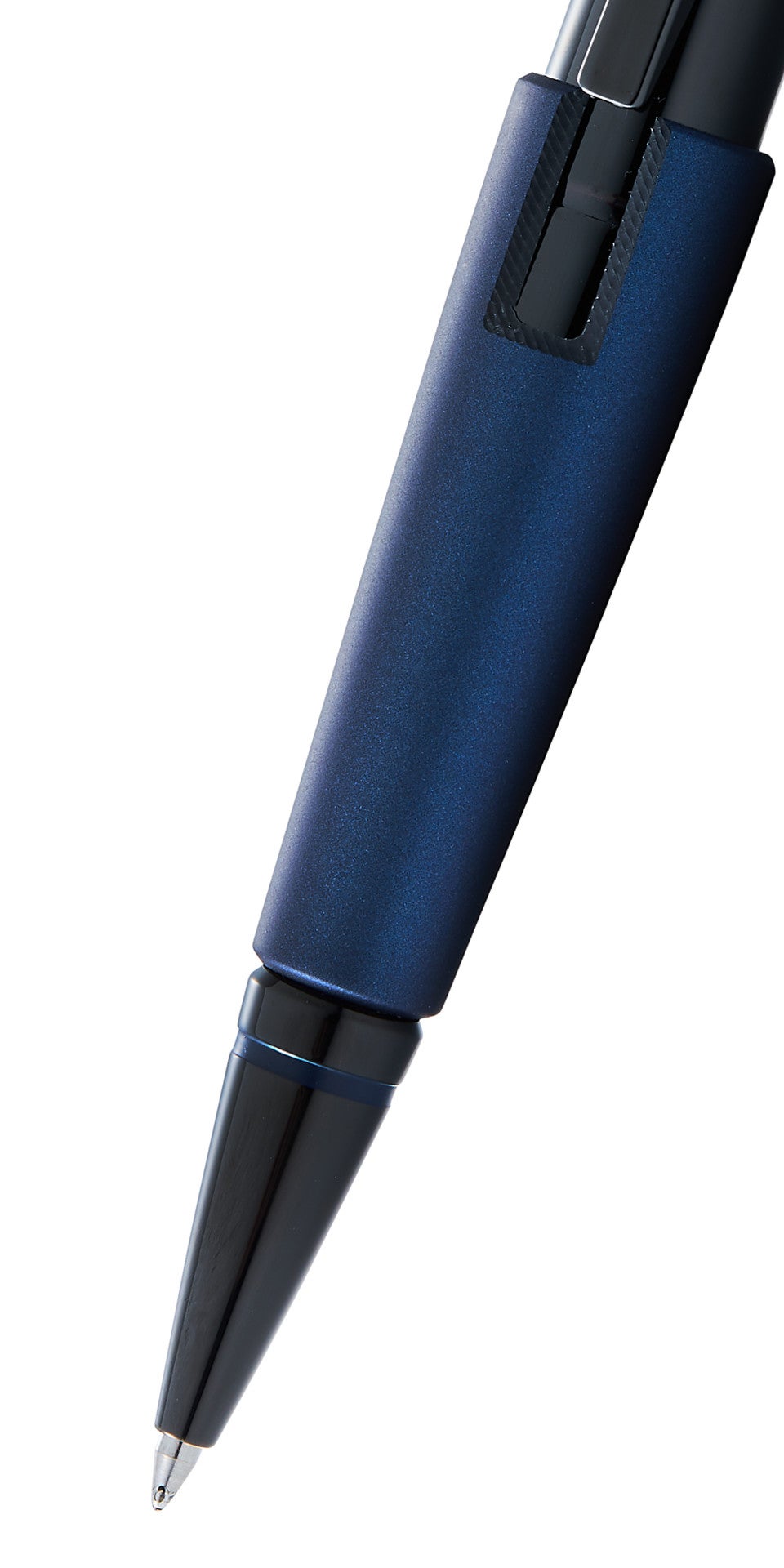 Edge Matte Blue Lacquer Gel Rollerball Pen by A.T. Cross with blue finish and black grip on Tampa Home & Garden Store
