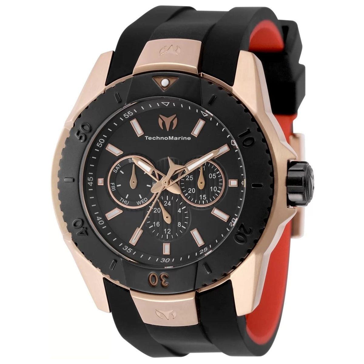 TechnoMarine UF6 men's watch by Bids.com with rose-gold case, black dial, and silicone strap on Tampa Home & Garden Store