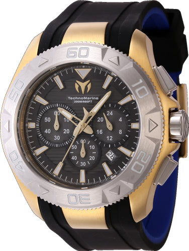 Technomarine UF6 men's watch, black chronograph dial, gold-tone case, black silicone strap on Tampa Home & Garden Store