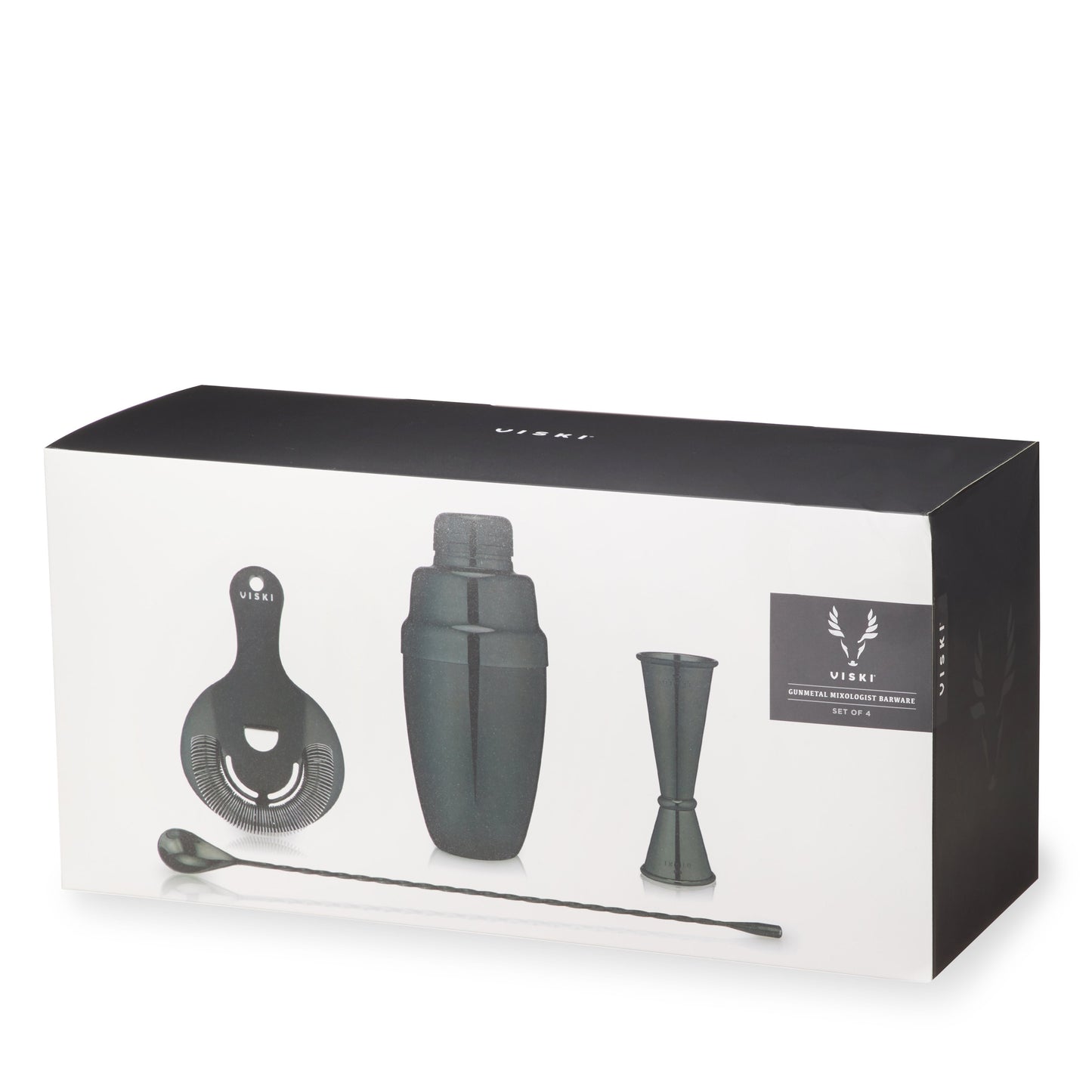 Warren 4 Piece Steel and Gunmetal Barware Set