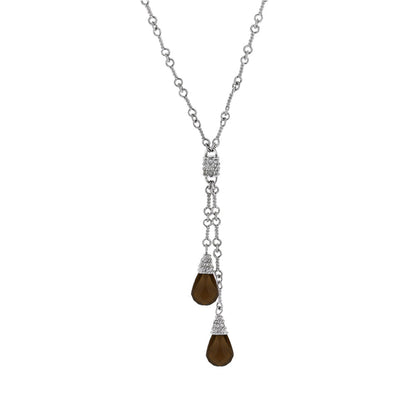 Y Necklace from Lauren G Adams, silver-tone chain with two brown teardrop pendants on Tampa Home & Garden Store