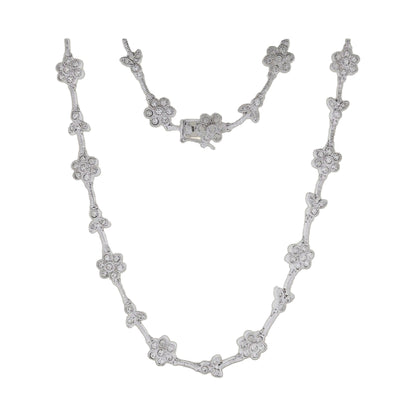 Bridal Floral Necklace by Lauren G Adams; silver-tone metal with crystal flower clusters on Tampa Home & Garden Store