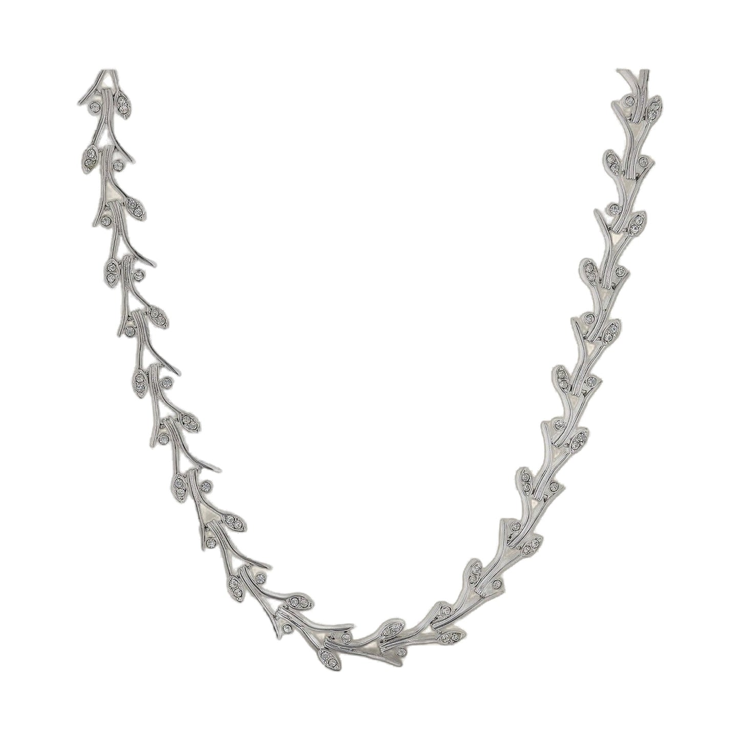 Bridal necklace Lauren G Adams, silver leaf design with crystal accents, pair of strands on Tampa Home & Garden Store