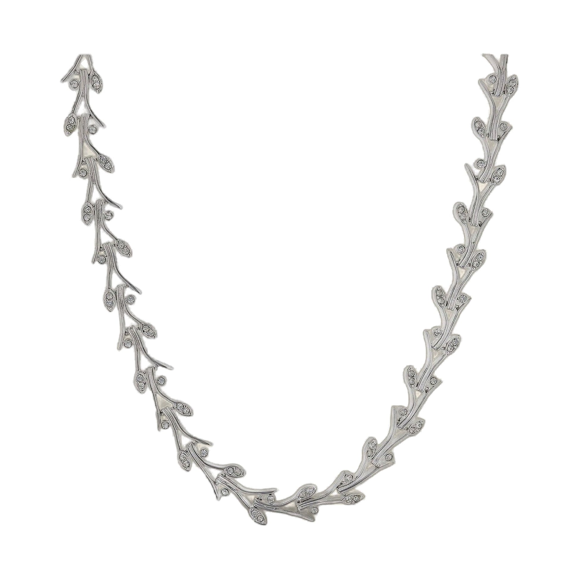 Bridal necklace Lauren G Adams, silver leaf design with crystal accents, pair of strands on Tampa Home & Garden Store