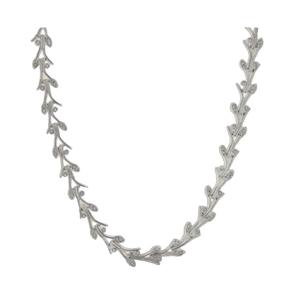 Bridal necklace Lauren G Adams, silver leaf design with crystal accents, pair of strands on Tampa Home & Garden Store