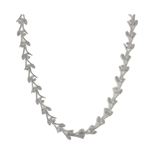 Bridal necklace Lauren G Adams, silver leaf design with crystal accents, pair of strands on Tampa Home & Garden Store