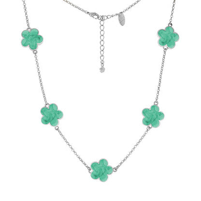 Daisy Love Necklace mint green shamrock charms on silver chain by Lauren G Adams on Tampa Home & Garden Store