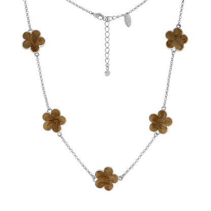 Daisy Love Necklace — Lauren G Adams; silver chain with 5 brown flower charms on Tampa Home & Garden Store