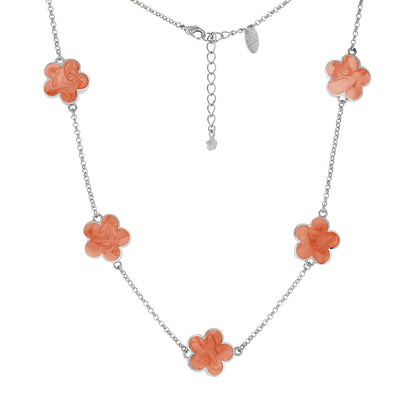 Daisy Love Necklace — Flower Collar with orange enamel flowers on chain by Lauren G Adams on Tampa Home & Garden Store